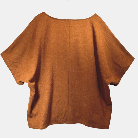 Eloquii Top Blouse Size 14 16 Round Neck Short Sleeve Shimmer Stretch Orange - Picture 2 of 8